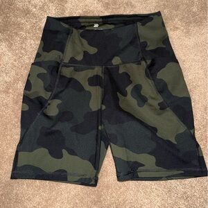 All in Motion Green and Black Camo Bike Shorts